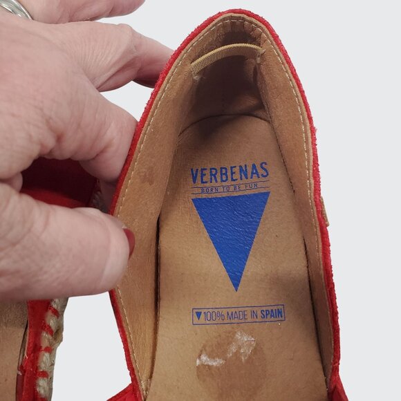 Verbenas Carmen Red Suede Espadrille Flats Made in Spain Women's Size 41(US 9) - Picture 10 of 11